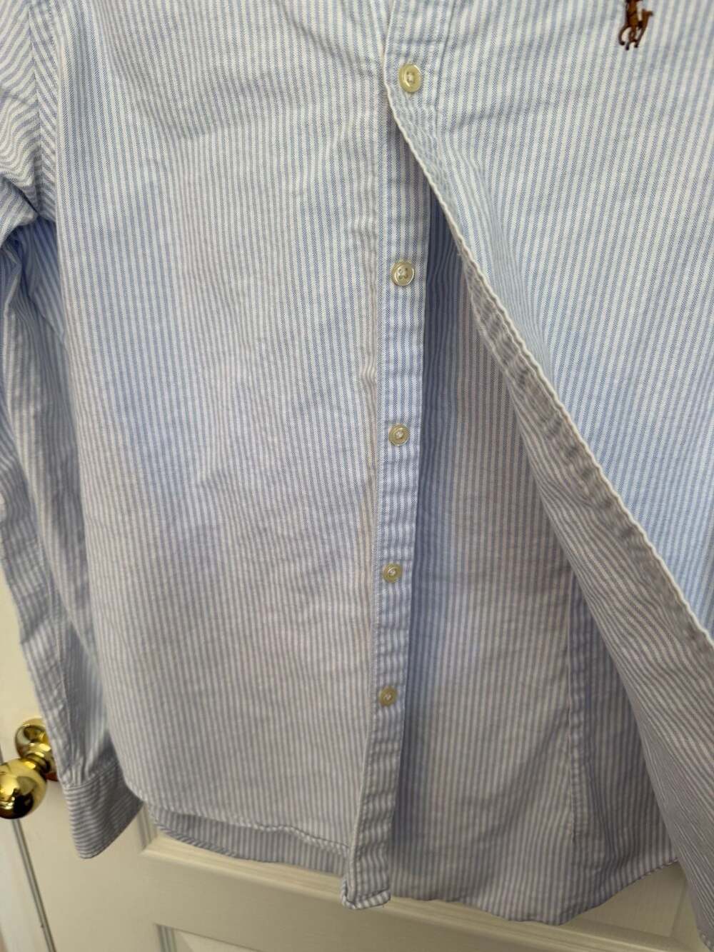 Ralph Lauren Blue and White Striped Long Sleeve Slim Fit Button Down Shirt - Picture 5 of 13